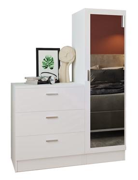 Komoda Kalune Design Multi Purpose CC6-W, balta, 47 cm x 100 cm x 140 cm, su veidrodžiu