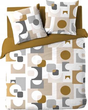 Patalynės užvalkalų komplektas Esprit Geomelo, garstyčių/pilka/smėlio, 220 x 240 cm
