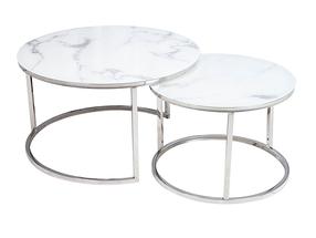 Žurnalinis staliukas Atlanta, baltas/sidabro, 60 - 80 cm