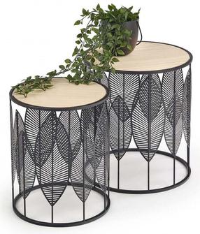 Žurnalinis staliukas Folla, juoda/smėlio ruda, 40 cm x 40 cm x 45 cm