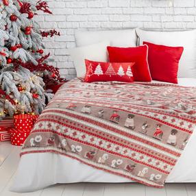 Kalėdinis pledas Christmas K155-03, baltas/raudonas, 150 cm x 200 cm