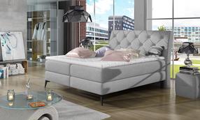 Lova pusantros vietos Laos Sawana 21, 140 x 200 cm, šviesiai pilka, su čiužiniu, su grotelėmis