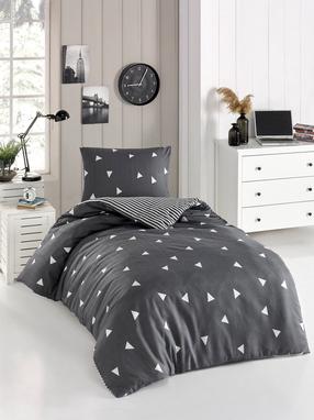 Patalynės užvalkalų komplektas Mijolnir Üçgen 143EPJ8751, baltas/pilkas, 140 x 200 cm