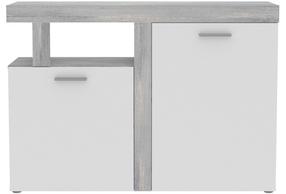 Komoda Forte JULK221R-C736, balta/pilka, 33.8 cm x 128.4 cm x 91.5 cm