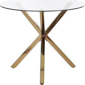 Valgomojo stalas Beliani Savoni, skaidrus/aukso, 90 cm x 90 cm x 76 cm