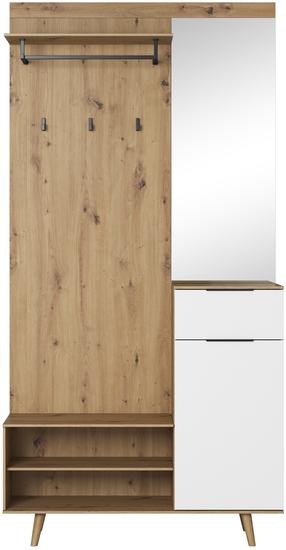 Prieškambario spinta Nordic, ąžuolo/balta, 40 cm x 100 cm x 204 cm