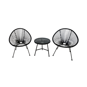 Balkono baldų komplektas „Nida”, juodas, 2 vietų