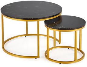 Kavos staliukų komplektas Java, aukso/juodas, 79 cm x 79 cm x 47 cm, 2 vnt.