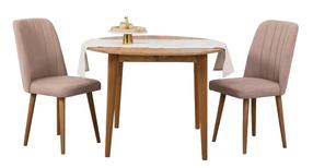 Valgomojo komplektas Kalune Design Vina 0900, rožinis/rudas/rusvai gelsva