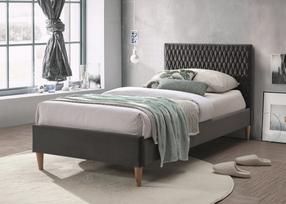 Lova viengulė Azzuro Velvet, 90 x 200 cm, pilka, be čiužinio, su grotelėmis