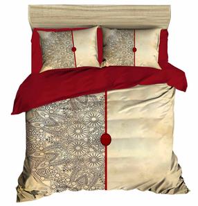 Kalėdinis patalynės užvalkalų komplektas Mijolnir 178PRL1416, pilka/raudona/smėlio, 200 x 220 cm