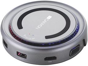 Jungčių stotelė Canyon USB-C Hub With Wireless Charging, pilka