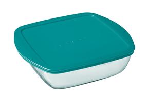 Kepimo forma su dangčiu Pyrex Cook & Store, skaidri/žalia, 25 cm x 22 cm, 2.3 l