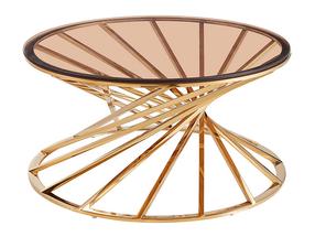 Kavos staliukas Modern Ottavia A, aukso, 80 cm x 80 cm x 43 cm