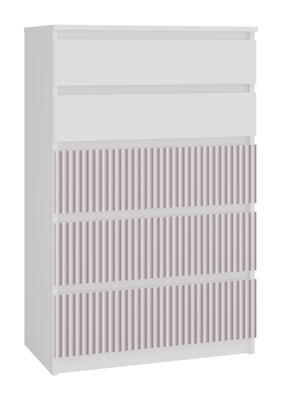 Komoda Malwa M5 Arteso, balta/rožinė, 70 cm x 40 cm x 109.5 cm