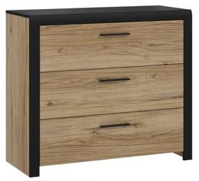 Stalčių blokai Forte Dalate DQLK211-M265, ąžuolo/juoda, 41 cm x 101.1 cm x 88.2 cm