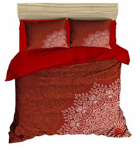 Kalėdinis patalynės užvalkalų komplektas Mijolnir 178PRL1291, rudas/baltas/raudonas, 200 x 220 cm