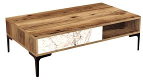 Kavos staliukas Kalune Design Istanbul, balta/riešuto/smėlio, 105 cm x 60 cm x 32.6 cm