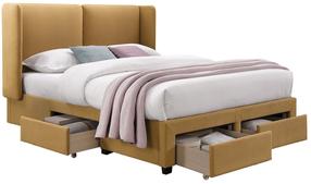 Lova dvigulė Home4you Sugi Harmony Delux, 160 x 200 cm, geltona, su čiužiniu