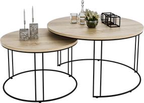 Kavos staliukų komplektas ADRK Etta, ąžuolo, 75 cm x 75 cm x 43 cm, 2 vnt.