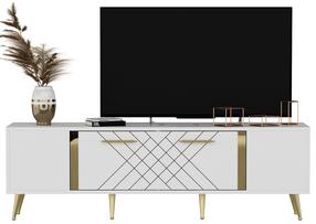TV staliukas Kalune Design Detas, aukso/baltas, 150 cm x 35 cm x 48.2 cm
