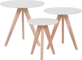 Kavos staliukų komplektas Beliani Vegas, rudas/baltas, 48 cm x 48 cm x 46 cm, 3 vnt.