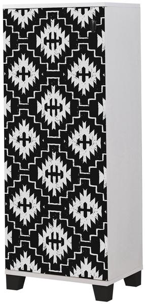 Batų dėžė Kalune Design Filinta Swan, balta/juoda, 38 cm x 50 cm x 127 cm