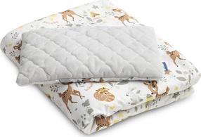 Antklodės ir pagalvės komplektas vaikams Sensillo Forest Adventure, 95 x 75 cm, ruda/balta/pilka