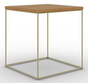 Kavos staliukas ADRK Adina, rudas/aukso, 40 cm x 40 cm x 43 cm