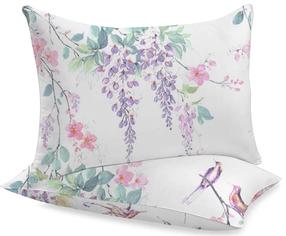 Pagalvės užvalkalas Rustilė Birdie 6580, balta/žalia/rožinė, 60 cm x 60 cm