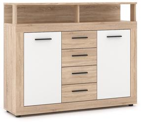 Komoda Luna Midi B 2D4S, šviesiai ruda, 120 cm x 32 cm x 97 cm