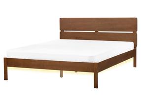 Lova dvigulė Beliani Boisset LED, 160 x 200 cm, medžio, be čiužinio, su grotelėmis