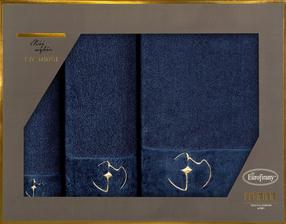  Vonios rankšluosčių rinkinys Ewa Minge Gaja, tamsiai mėlyna, 140 cm x 70 cm, 3 vnt.