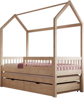 Vaikiška lova viengulė ADRK Artes II House, pušies, 90 x 200 cm, su patalynės dėže, su čiužiniu