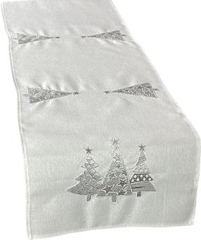Kalėdinis stalo takelis stačiakampė OS-312-A, balta/sidabro, 40 x 160 cm