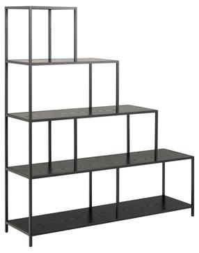 Lentyna Seaford Bookcase, juoda, 135 cm x 35 cm x 150 cm