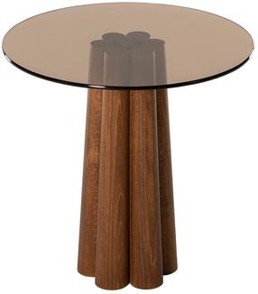 Kavos staliukas Kalune Design Thales, bronzos/riešuto, 50 cm x 50 cm x 50 cm