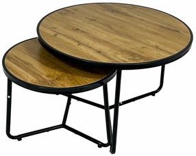 Kavos staliukų komplektas Lars, rudas/juodas, 50 - 70 cm x 70 cm x 39 - 47 cm, 2 vnt.