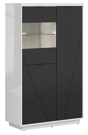 Vitrina Forn S471-REG2D1W-BIP/CAM, balta/juoda, 42.5 cm x 94 cm x 157 cm
