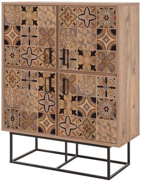 Spintelė Kalune Design Quantum Solo 863SPH5127, juoda/pušies, 93 cm x 36 cm x 115 cm