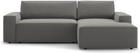Kampinė sofa - lova Micadoni Jodie Bluvel 13, pilka, dešininė, 246 x 151 cm x 86 cm