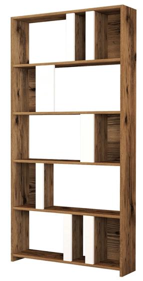 Pastatoma lentyna Kalune Design Lima 845HCT3642, balta/riešuto, 20 cm x 90 cm x 180 cm