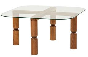 Kavos staliukas Kalune Design Kei, riešuto, 80 cm x 80 cm x 40 cm