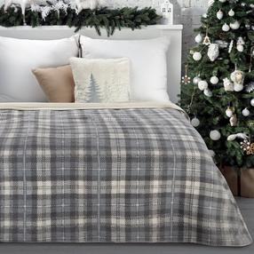 Kalėdinis pledas Santa K147-A, mėlynas/baltas/pilkas, 200 cm x 220 cm