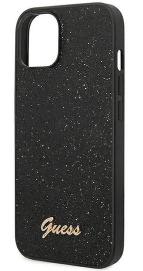 Telefono dėklas Guess Glitter Flakes Script Metal Logo, Apple iPhone 14 Plus, juoda