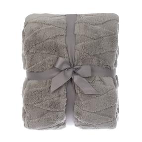 Pledas Domoletti Jacquard Sherpa, šviesiai pilka, 130 cm x 160 cm