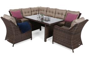 Lauko baldų komplektas California Corner, rudas, 7-9 vietų