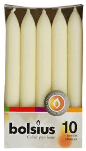 Žvakė, kūginė Bolsius Colour, 5 h, 10 vnt., Balta