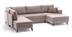 Kampinė sofa - lova Hanah Home Efsun, kreminė, kairinė, 300 x 202 cm x 78 cm