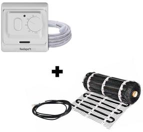 Šildymo kilimėlis Warmset Black + Non-Programmable Thermostat WTH71.36 08-00506, 0.5 m x 7 m, 3.5 m², 525 W